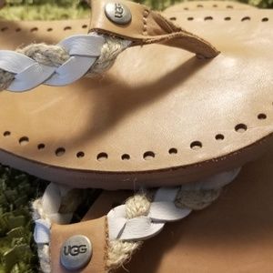UGG Women's Navie Leather Braided Flip Flops